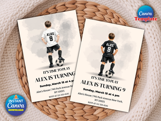 Editable Soccer Birthday Invitation party