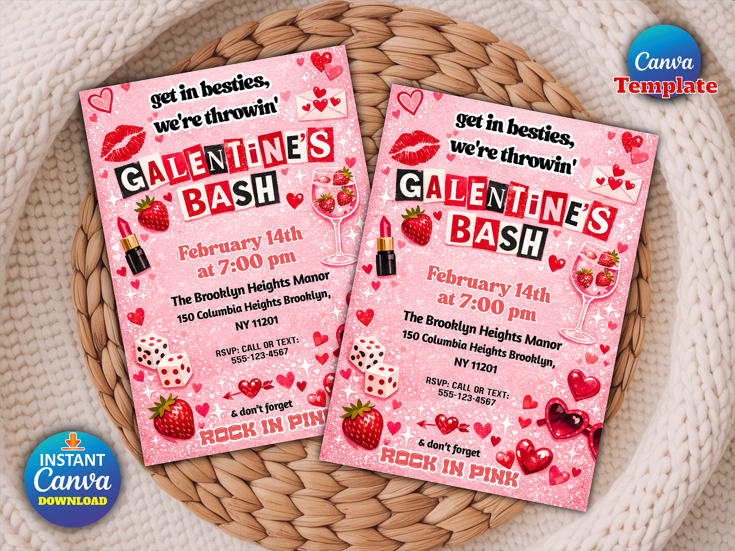 Editable Burn Book Galentine's Day Invite