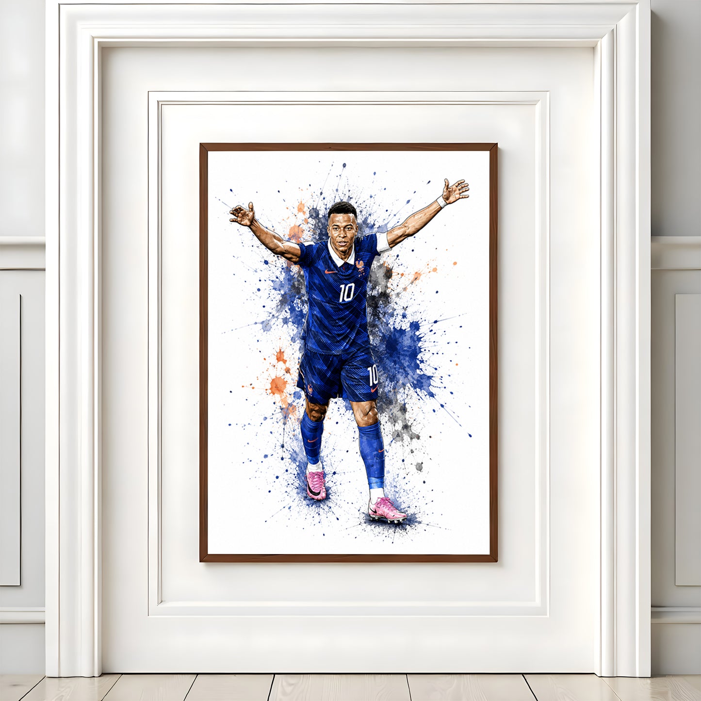 Kylian Mbappe France National Team Vibrant Splash Art Poster Soccer Phenomenon Wall Decor (Printable+Physical)