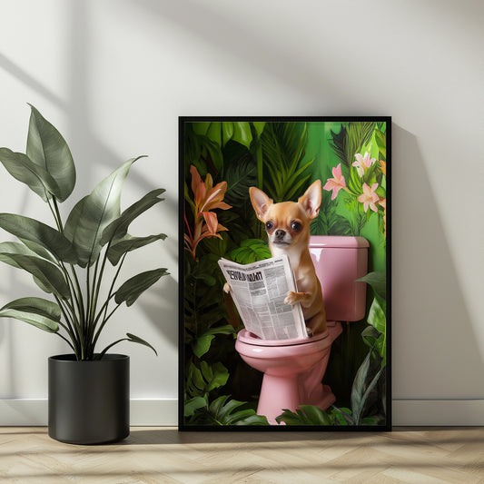 Funny Chihuahua on Toilet Print(Printable+Physical)