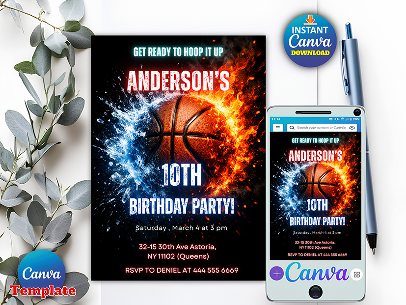 Editable Basketball Invitation Template