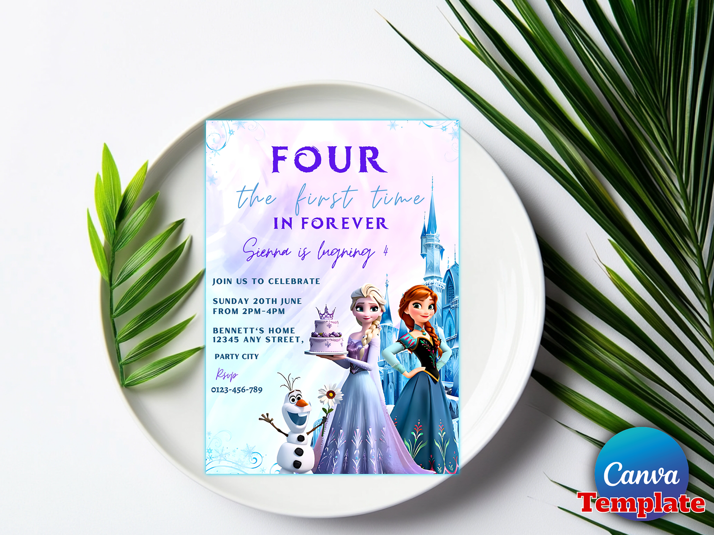 Editable Frozen 4th Birthday Invitation Template – For the First Time in Forever Party Invite