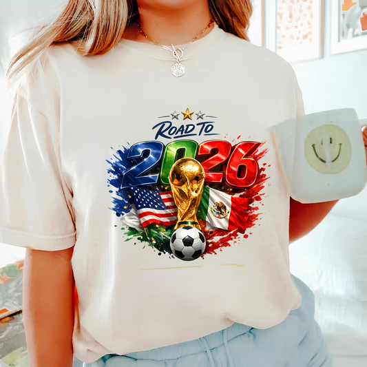 Road to 2026 World Cup United States & Mexico Soccer Fan T-Shirt (physical)