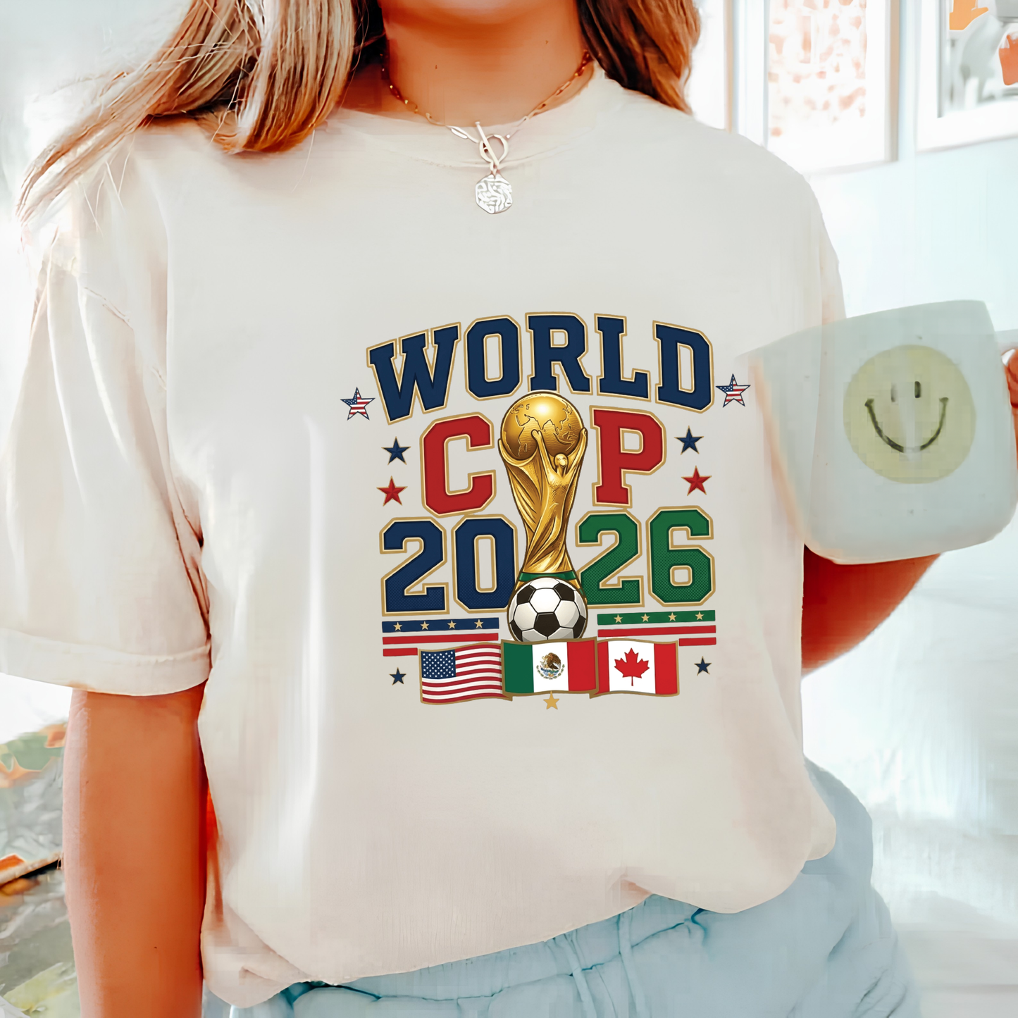 World Cup 2026 Host Nations Vintage Block Letter Graphic T-Shirt (physical)