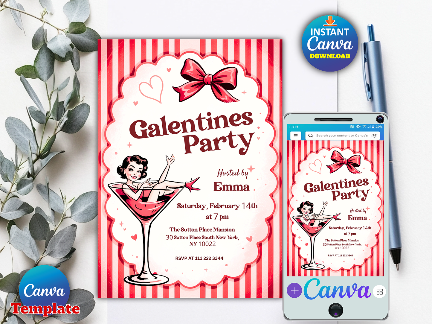 Editable Galentine's Day Invitation