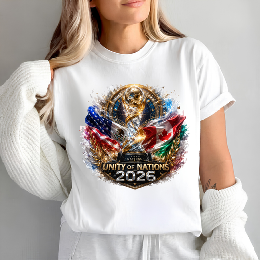 Unity of Nations World Cup 2026 Host Country Flags Premium Graphic T-Shirt (physical)
