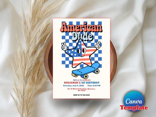 Editable 4th Of July Birthday Party Invitation