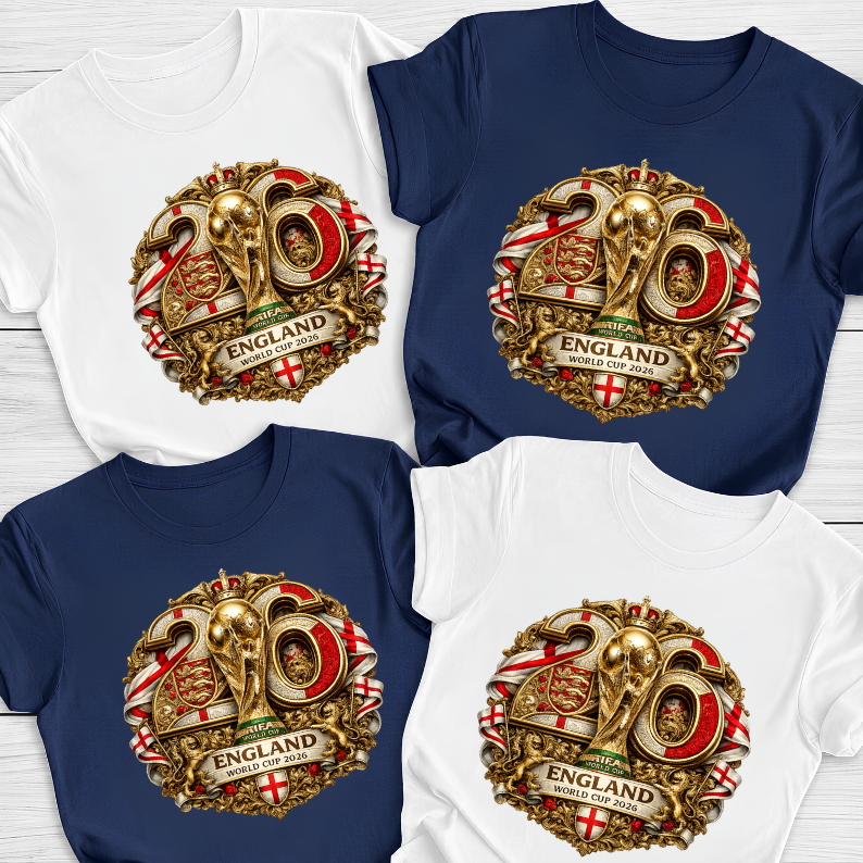 England World Cup 2026 Premium Golden Graphic T-Shirt (physical)