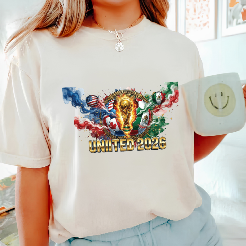 FIFA World Cup 2026 "United" Watercolor Splash Light Blue T-Shirt (physical)