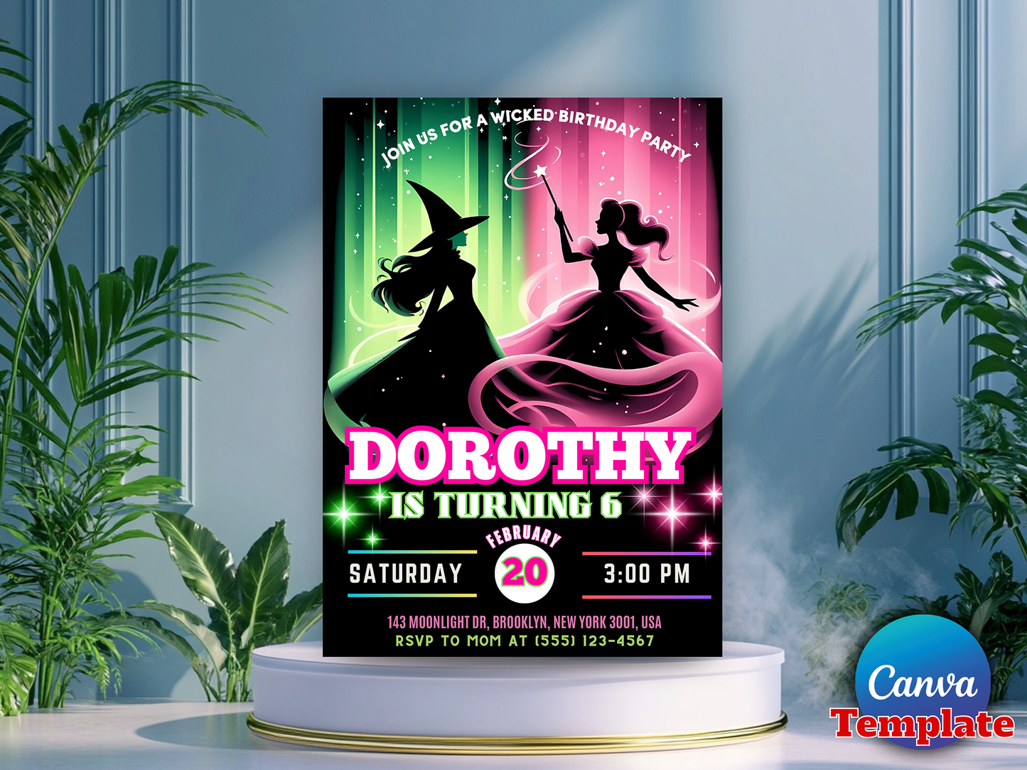 Magical Wicked Birthday Party Invite Template | Editable Canva Invitation ✨🪄🎉