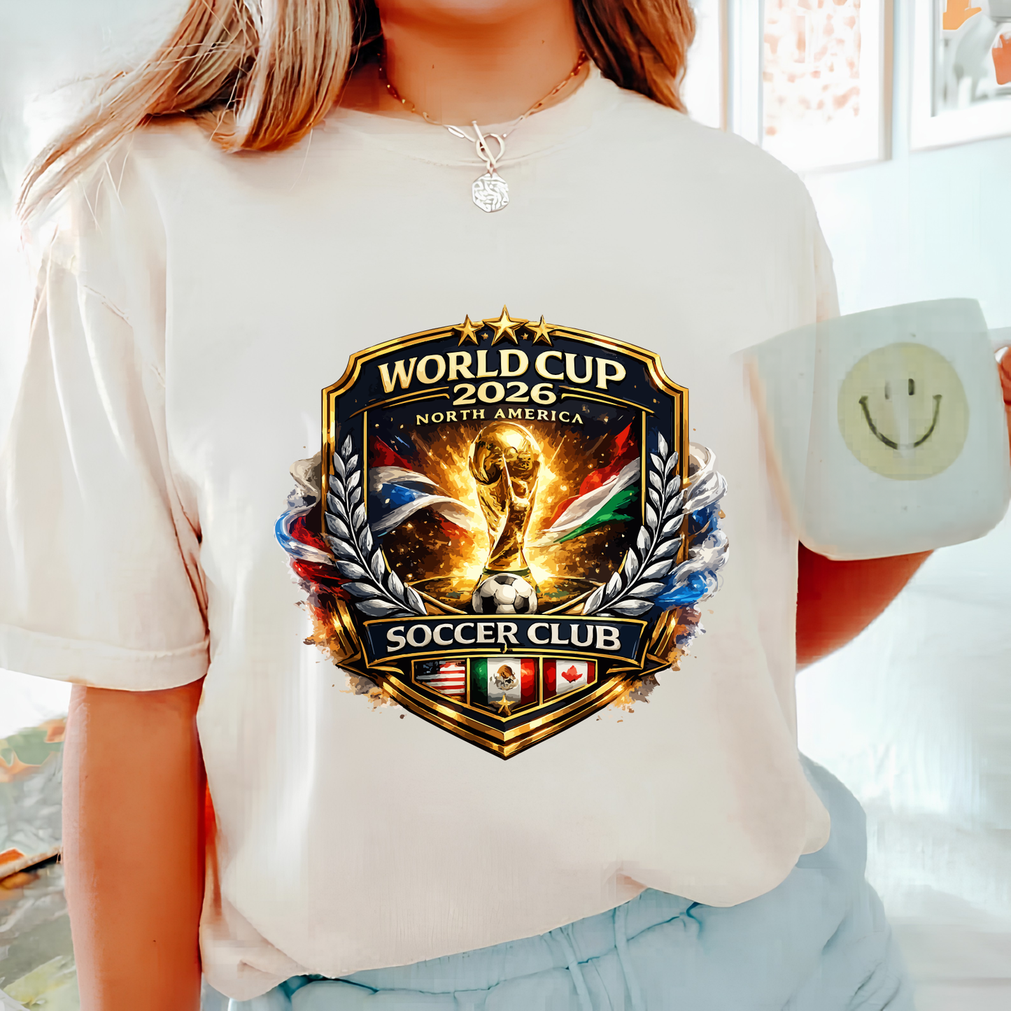 World Cup 2026 North America Soccer Club Light Blue Graphic T-Shirt (physical)