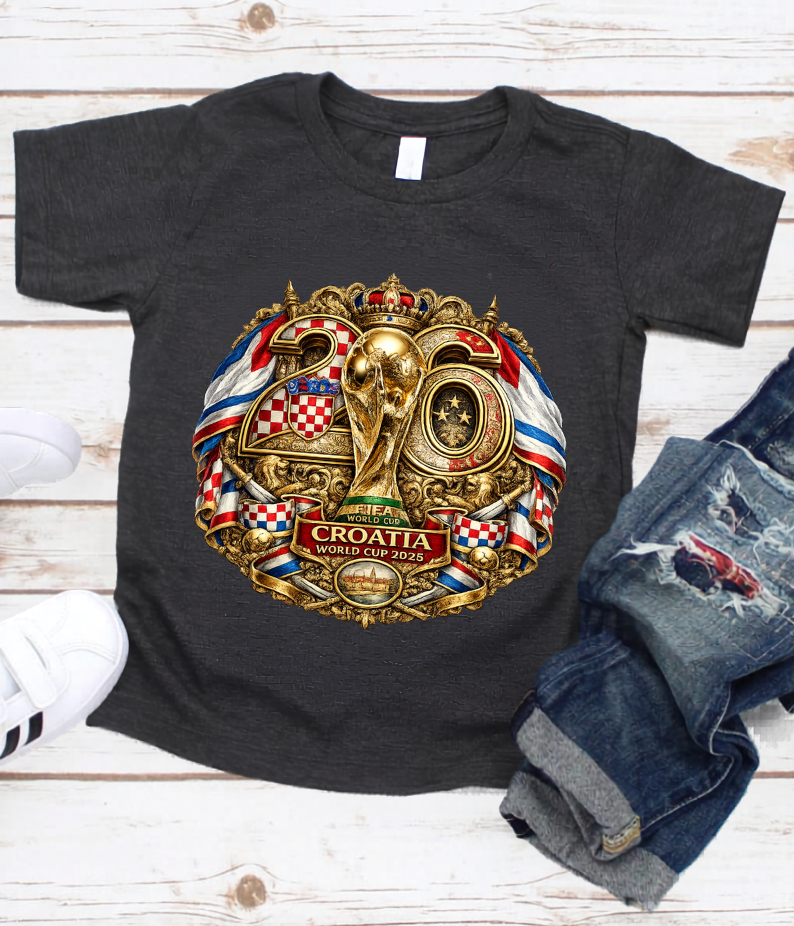 Croatia World Cup 2026 Premium Golden Graphic Black T-Shirt (physical)