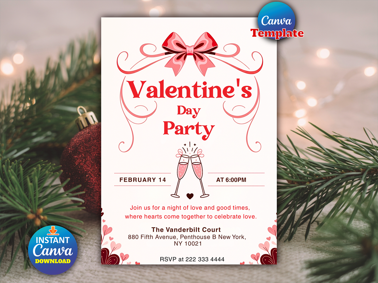 Romantic Valentine’s Day Party Invitation Template