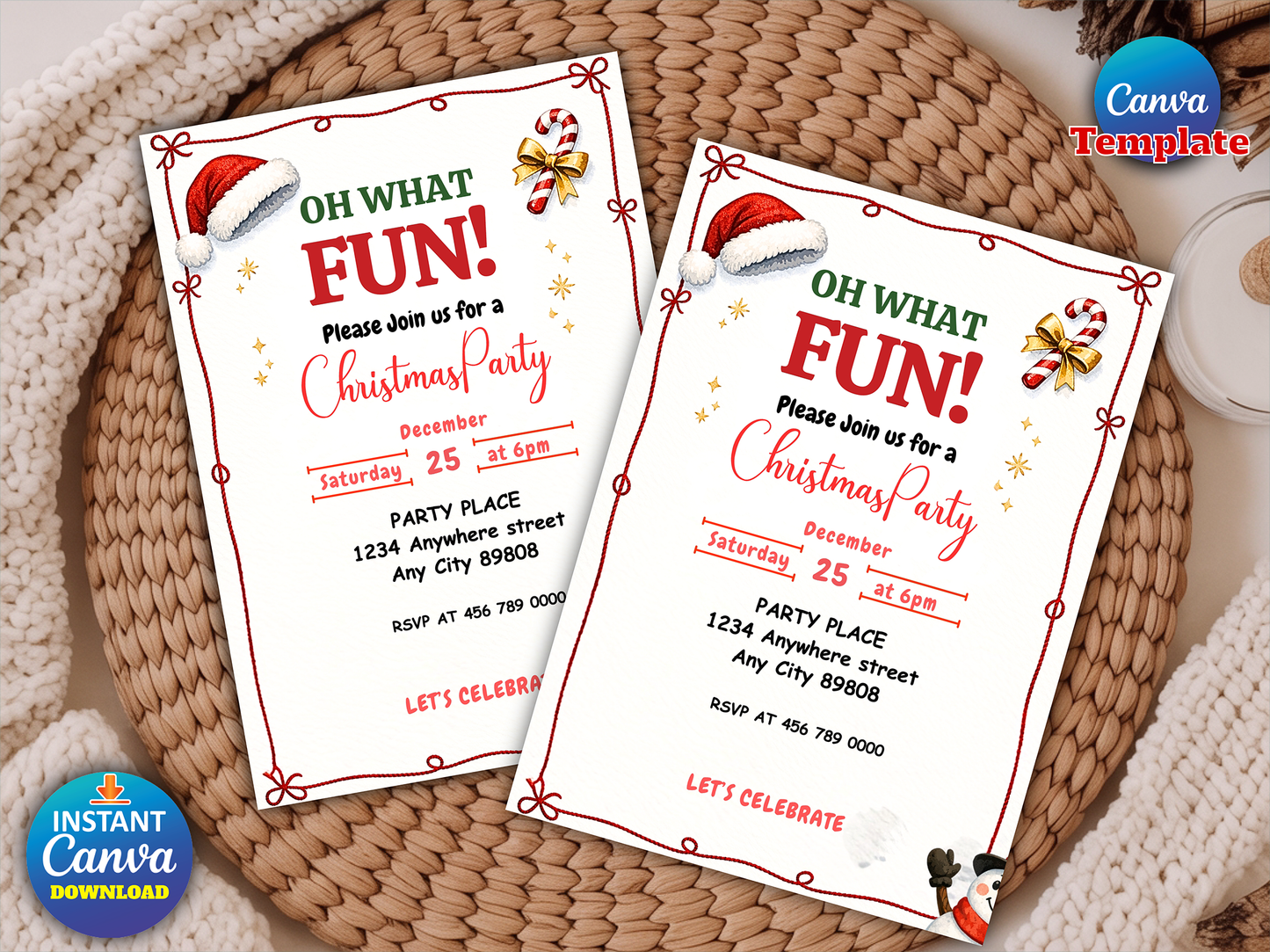 Kids Holiday Santa Hat Oh What Fun Invite Christmas Birthday