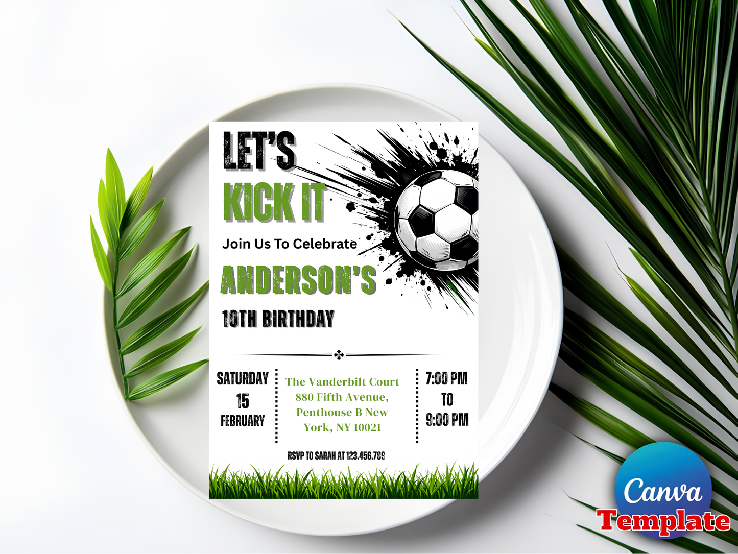 Editable Soccer Birthday Invitation Template