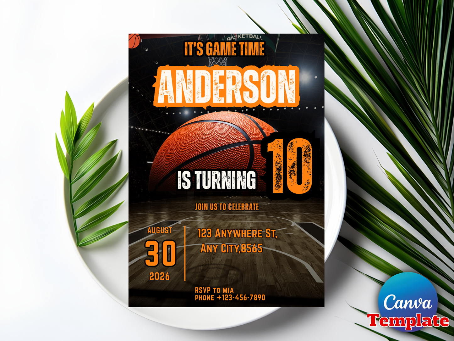 Basketball Birthday Invitation Template, Game Time Editable Invite, Boy Birthday Party Canva Template, Sports Birthday, Instant Download