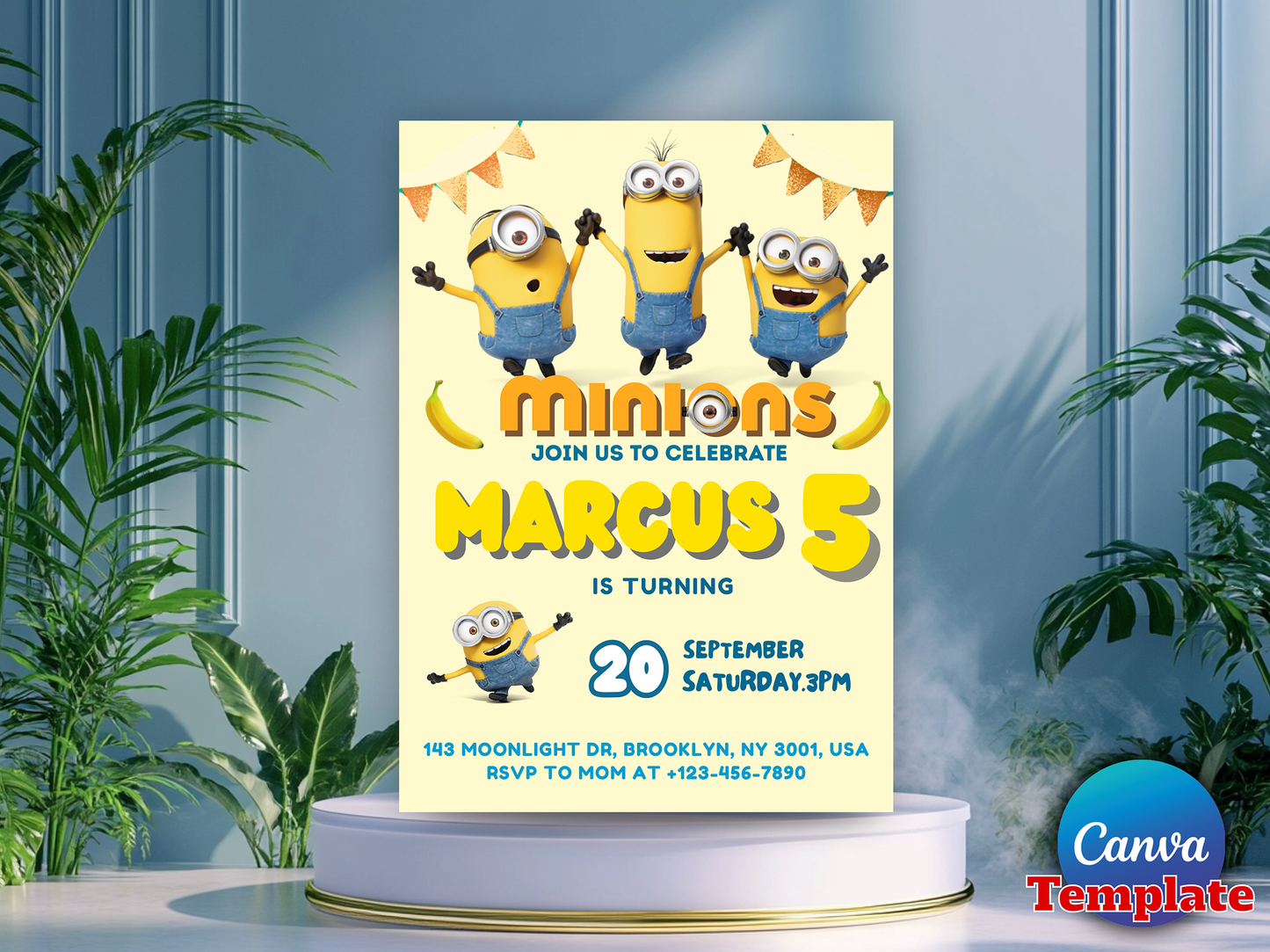 Minions Birthday Invitation Template | Editable Canva Kids Party Invite 🎉🍌