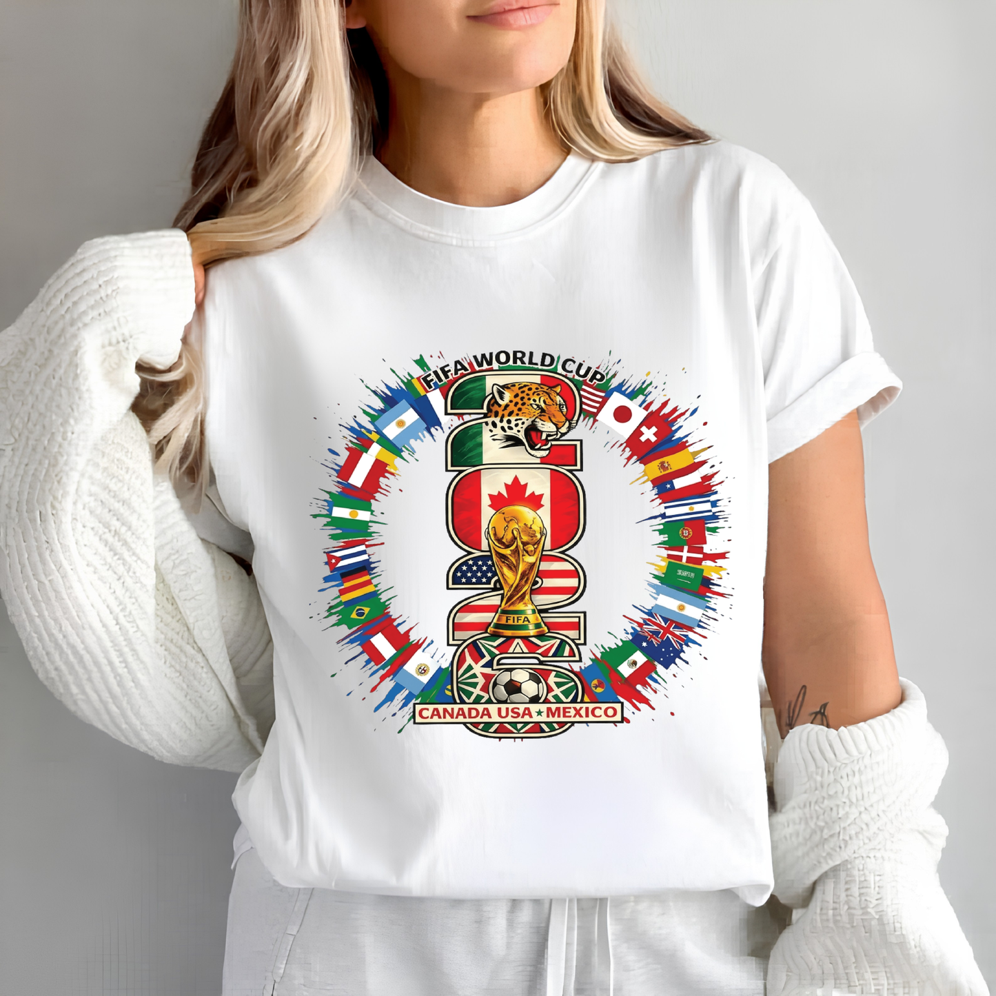 Official 2026 World Cup Canada USA Mexico Pink Graphic Tee (physical)