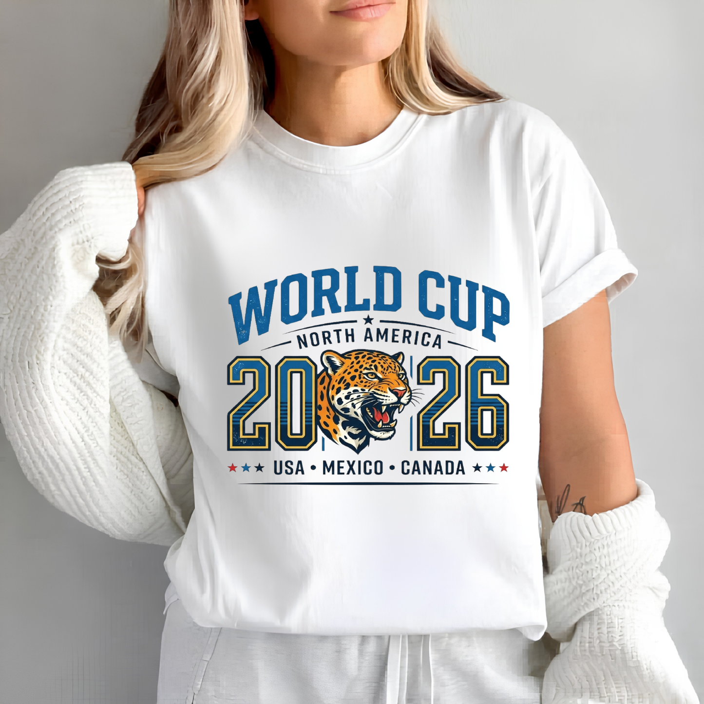 Official 2026 World Cup North America Jaguar Grey Graphic Tee (physical)