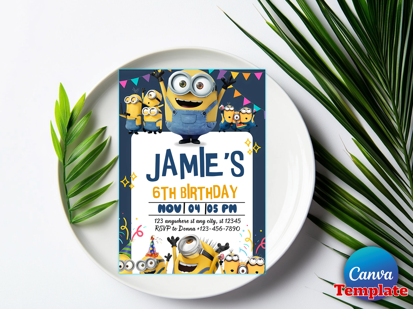 Editable Minions 6th Birthday Invitation Template – Despicable Me Birthday Party Invite