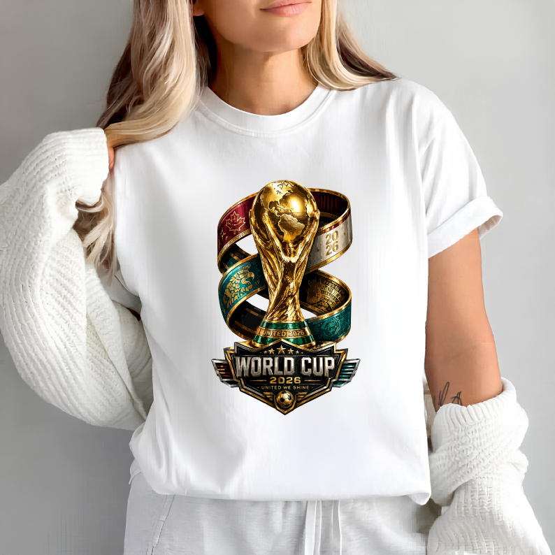 Official 2026 World Cup United We Shine Trophy T-Shirt - Premium Soccer Fan Graphic Tee (physical)