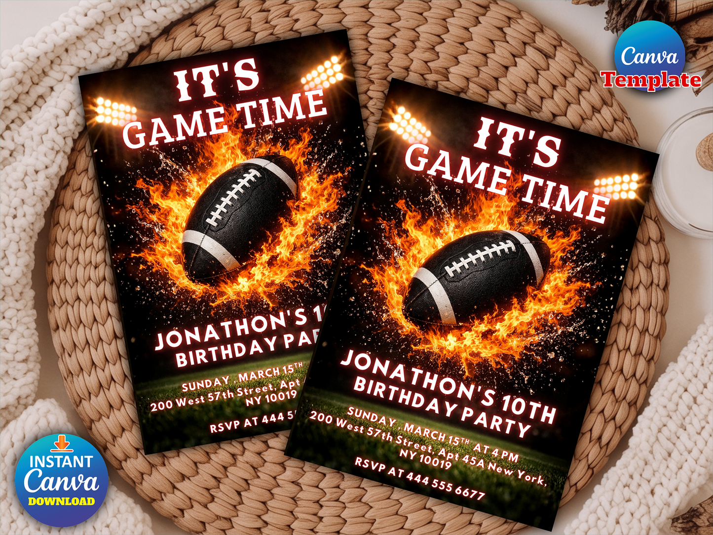 Editable Football Game Time Invitation party