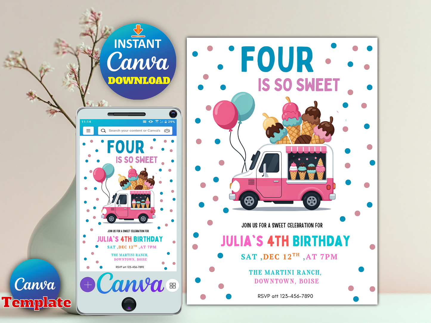 Ice Cream Four Is So Sweet 4th Birthday Party