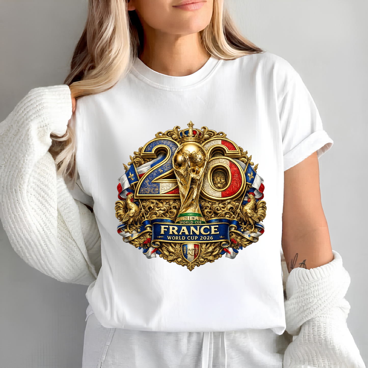 France World Cup 2026 Premium Golden Graphic Navy Blue T-Shirt (physical)