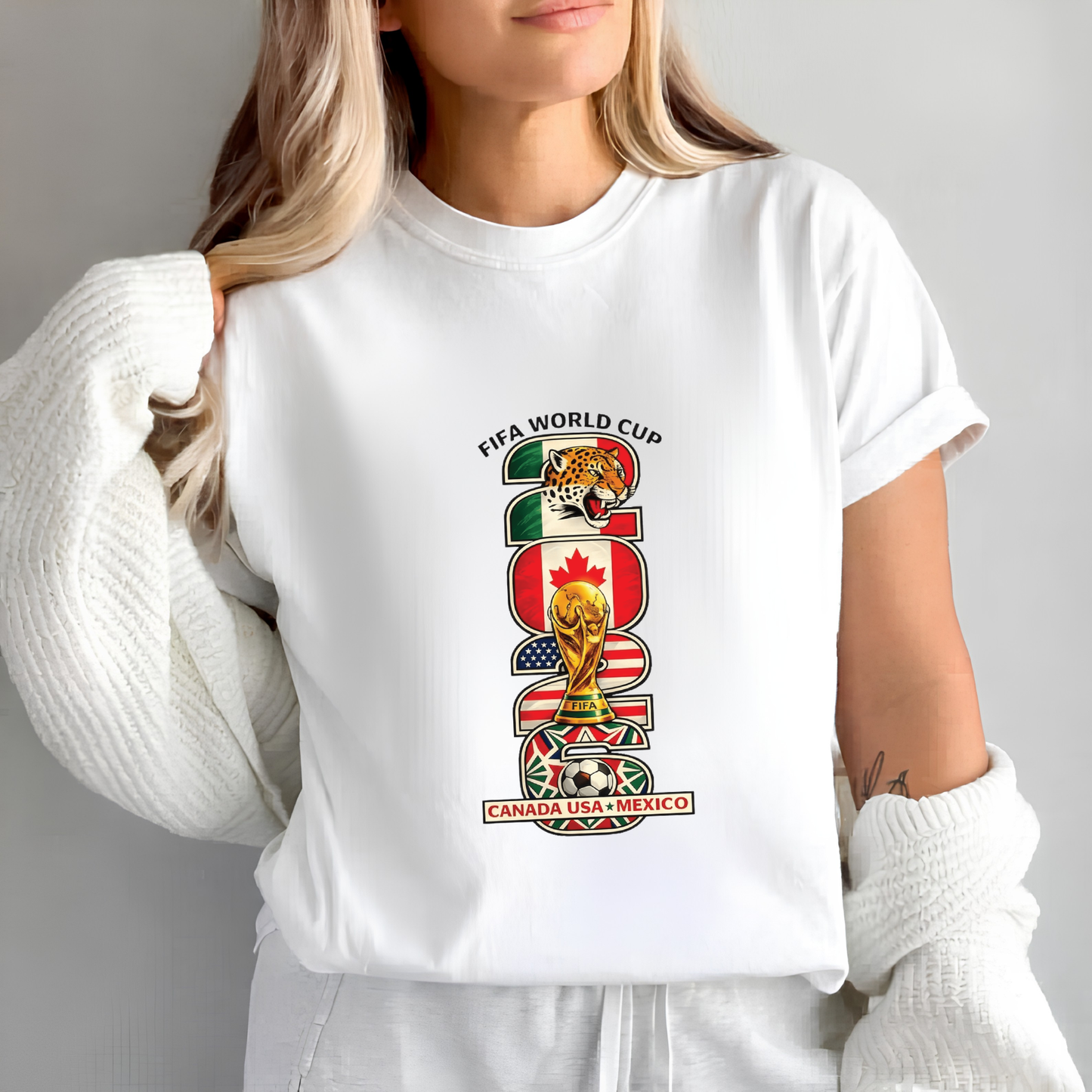 FIFA World Cup 2026 Canada-USA-Mexico Vertical Graphic T-Shirt (physical)
