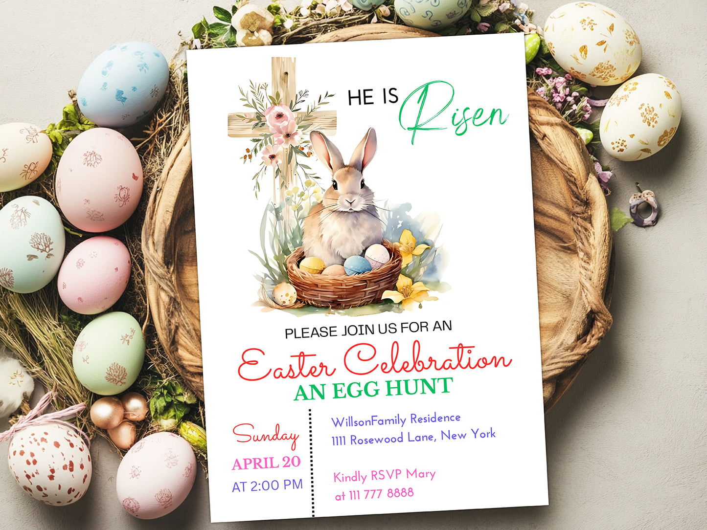 Easter Egg Hunt Invite Editable Template(Printable)