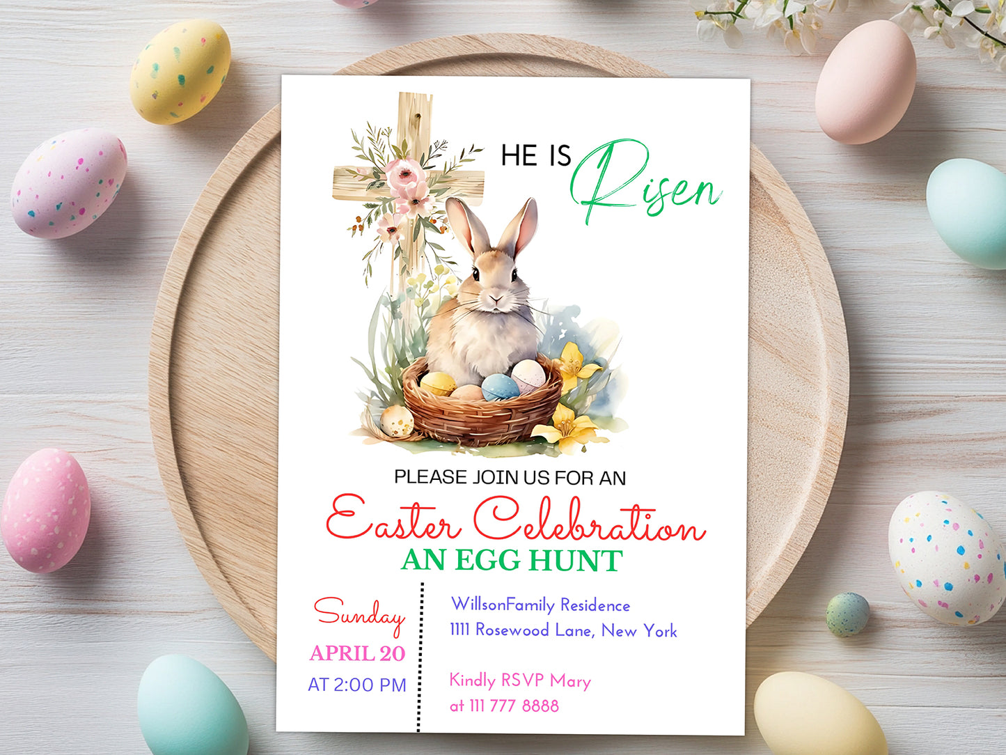 Easter Egg Hunt Invite Editable Template(Printable)