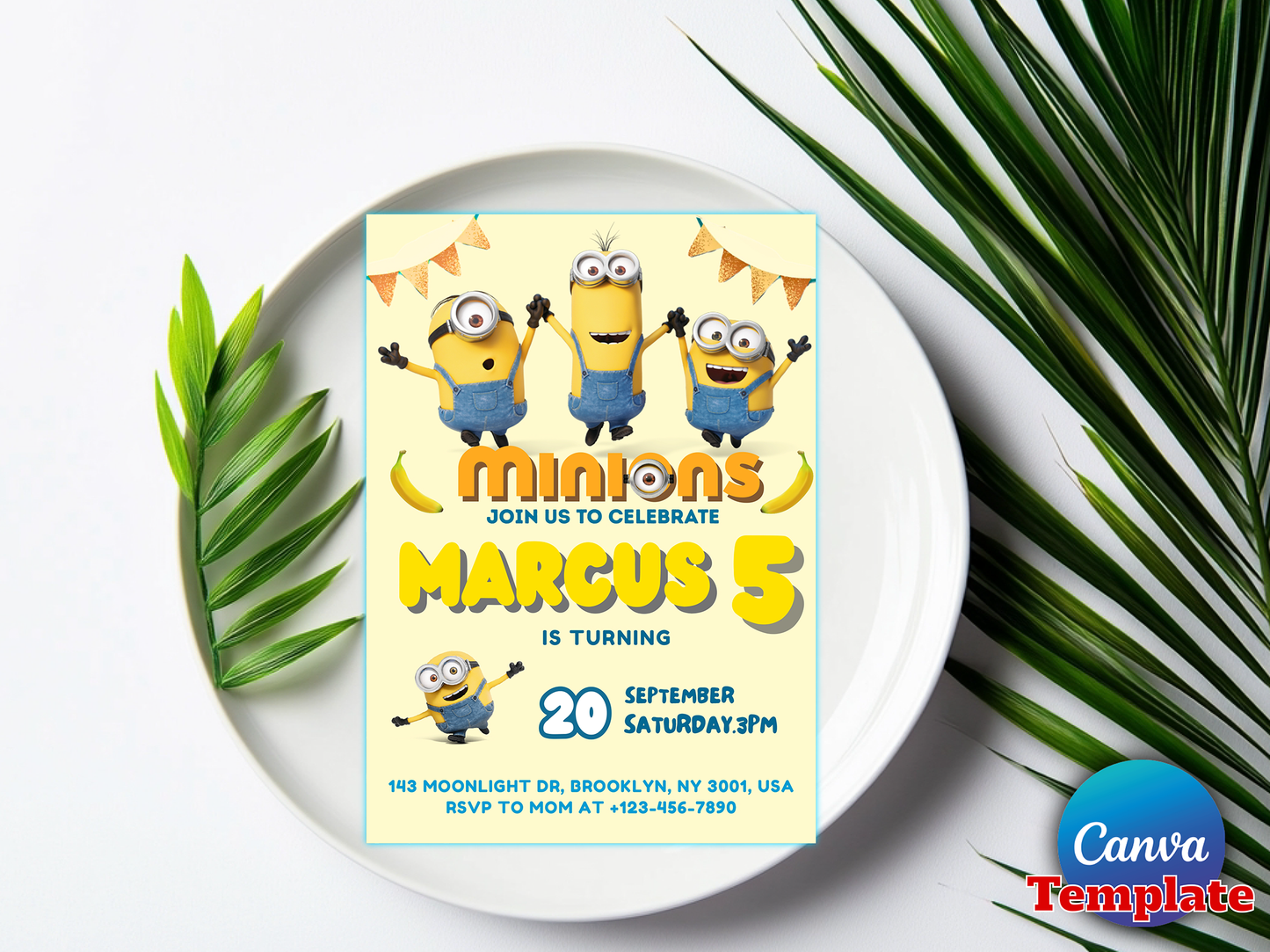 Minions Birthday Invitation Template | Editable Canva Kids Party Invite 🎉🍌