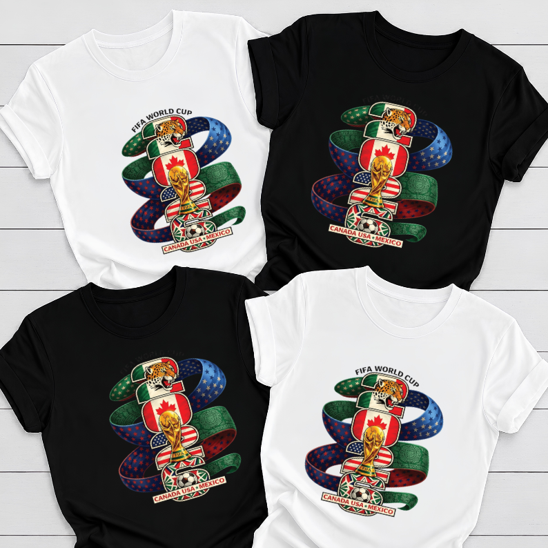 FIFA World Cup 2026 Canada USA Mexico Graphic Black T-Shirt (physical)