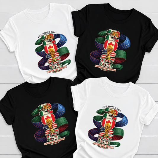 FIFA World Cup 2026 Canada USA Mexico Graphic Black T-Shirt (physical)