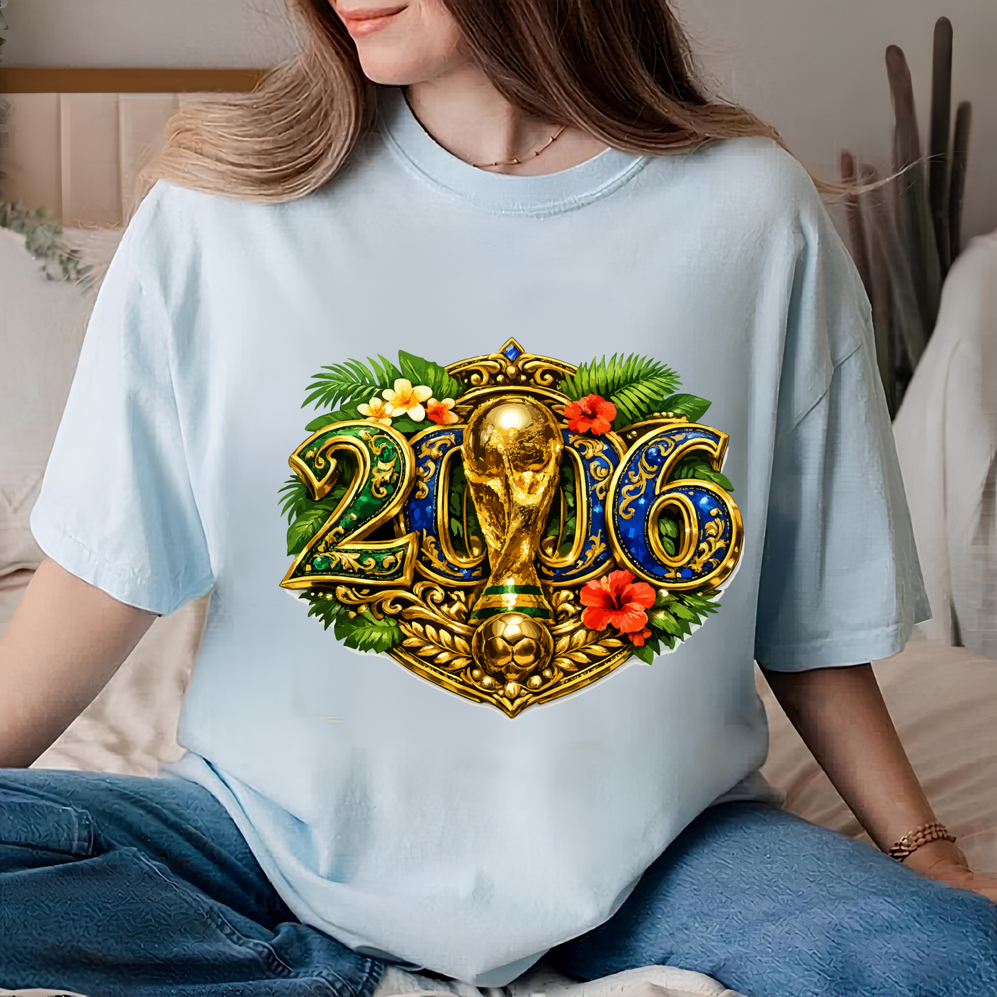Official 2026 World Cup Golden Floral Emblem T-Shirt - Luxury Football Fan Graphic Tee (physical)