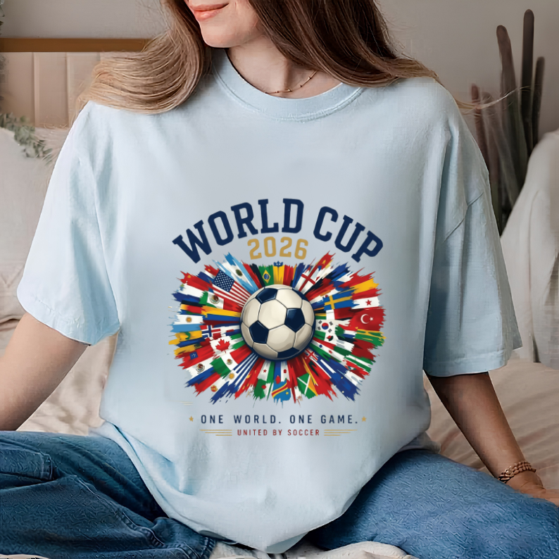 Official 2026 World Cup "One World One Game" Cream Graphic Tee (physical)