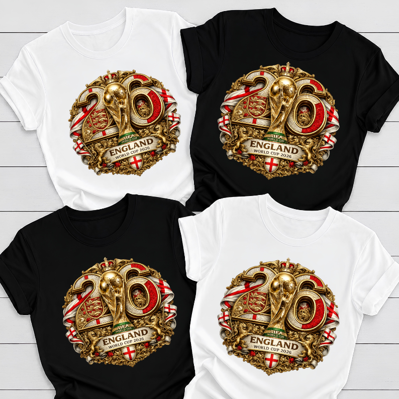 England World Cup 2026 Premium Golden Graphic T-Shirt (physical)
