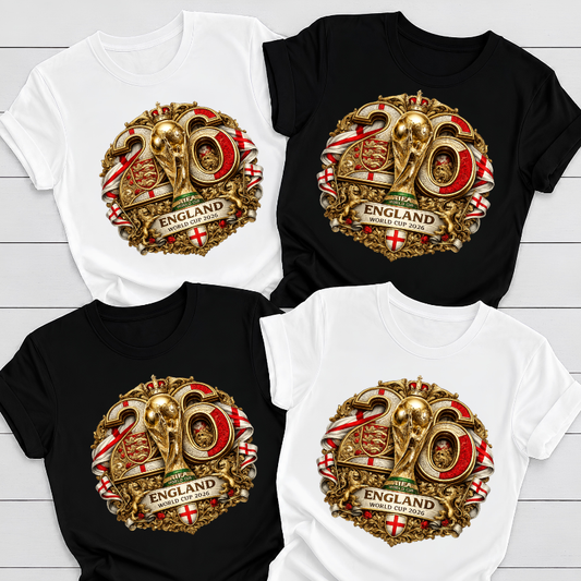 England World Cup 2026 Premium Golden Graphic T-Shirt (physical)