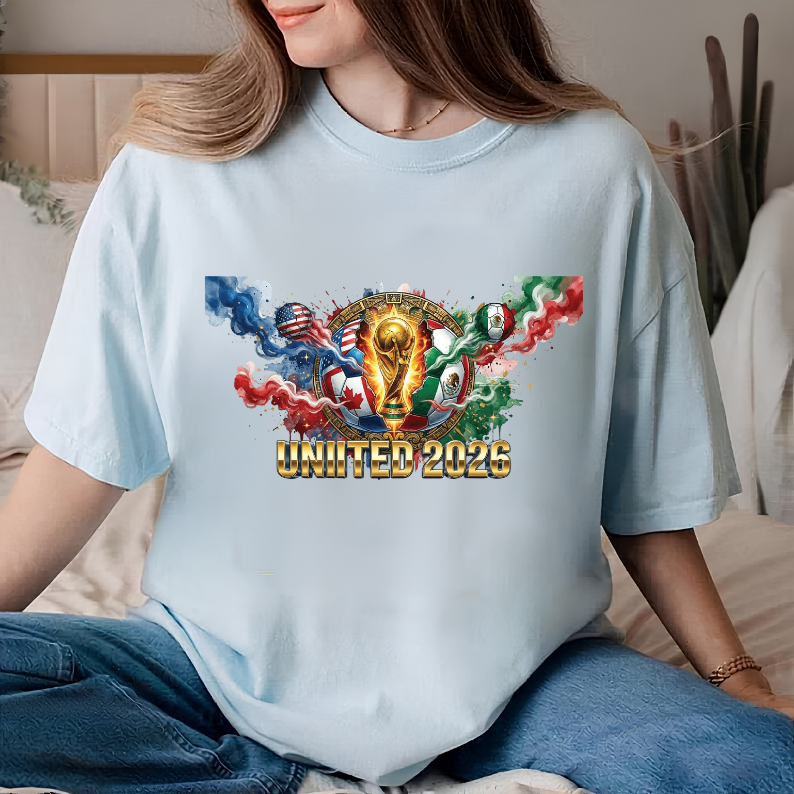 FIFA World Cup 2026 "United" Watercolor Splash Light Blue T-Shirt (physical)