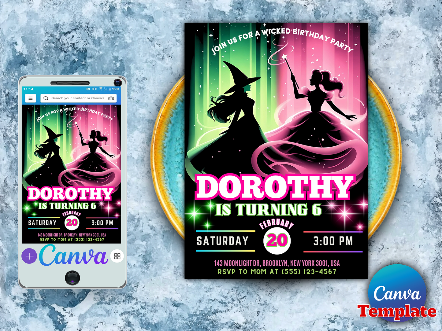 Magical Wicked Birthday Party Invite Template | Editable Canva Invitation ✨🪄🎉