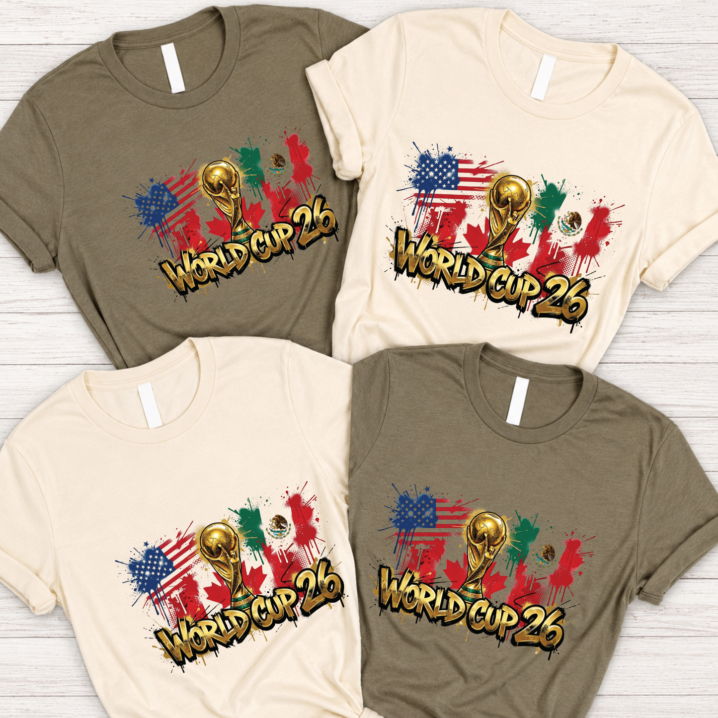 World Cup 26 Host Countries Paint Splatter White Graphic T-Shirt (physical)