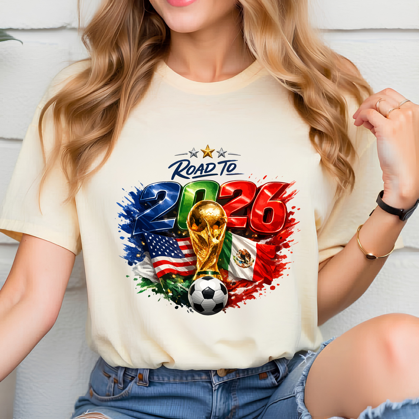Road to 2026 World Cup United States & Mexico Soccer Fan T-Shirt (physical)