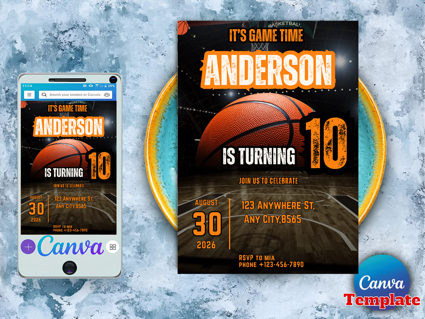 Basketball Birthday Invitation Template, Game Time Editable Invite, Boy Birthday Party Canva Template, Sports Birthday, Instant Download