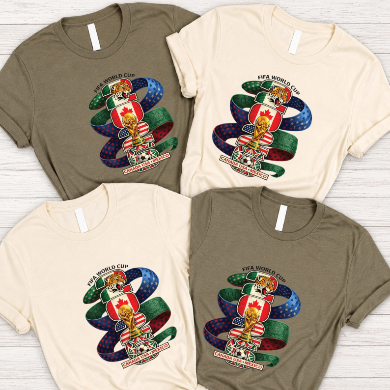 FIFA World Cup 2026 Canada USA Mexico Graphic Black T-Shirt (physical)