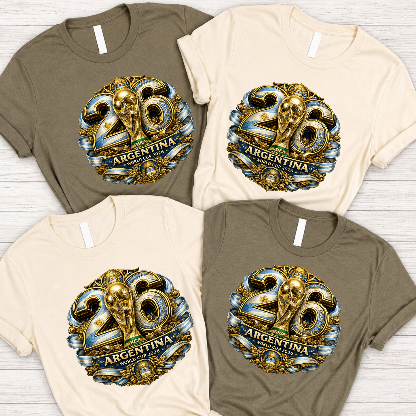 Luxury Gold Graphic Argentina World Cup 2026 T-Shirt Duo (physical)