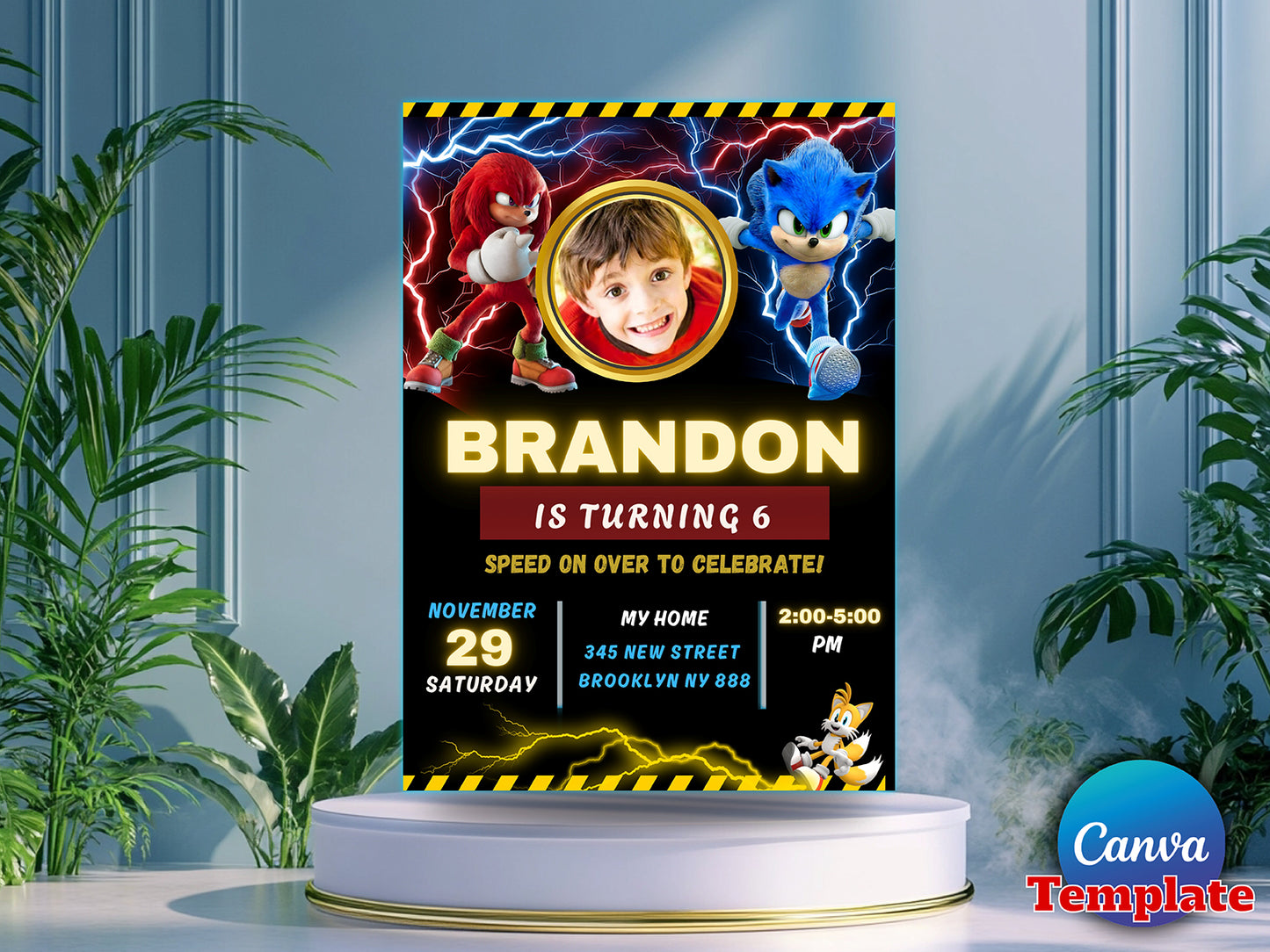 Super Hedgehog Birthday Invites Card(Printable)