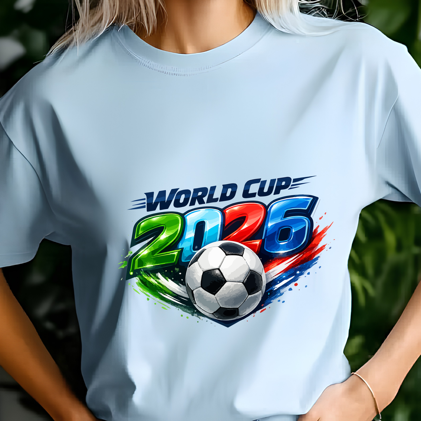 World Cup 2026 Vibrant Graphic Football Cream Cotton T-Shirt (physical)