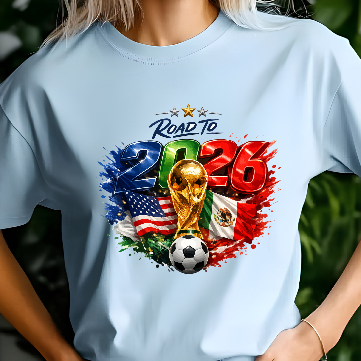 Road to 2026 World Cup United States & Mexico Soccer Fan T-Shirt (physical)