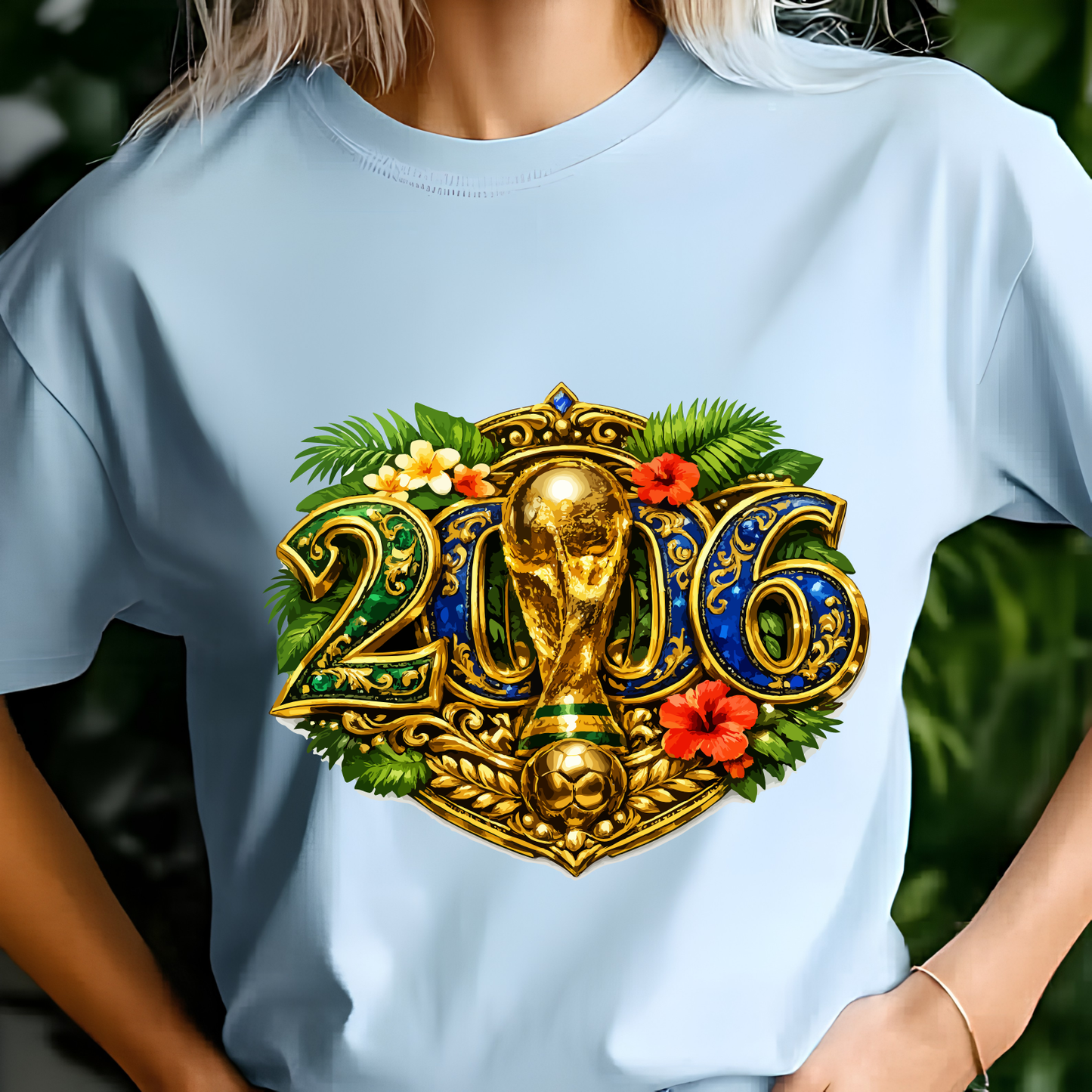 Official 2026 World Cup Golden Floral Emblem T-Shirt - Luxury Football Fan Graphic Tee (physical)