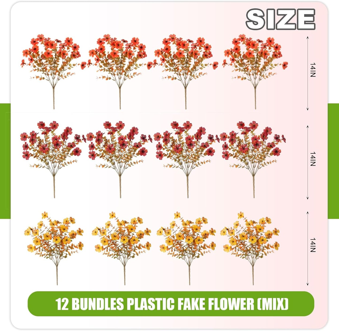12 Bundles Fake Mums Fall Flowers Artificial for Outdoors Decoration